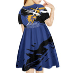 West Coast Eagles Kid Short Sleeve Dress Eagles Muscular Mascot Graphic - Abstract Paint Splatter Art
