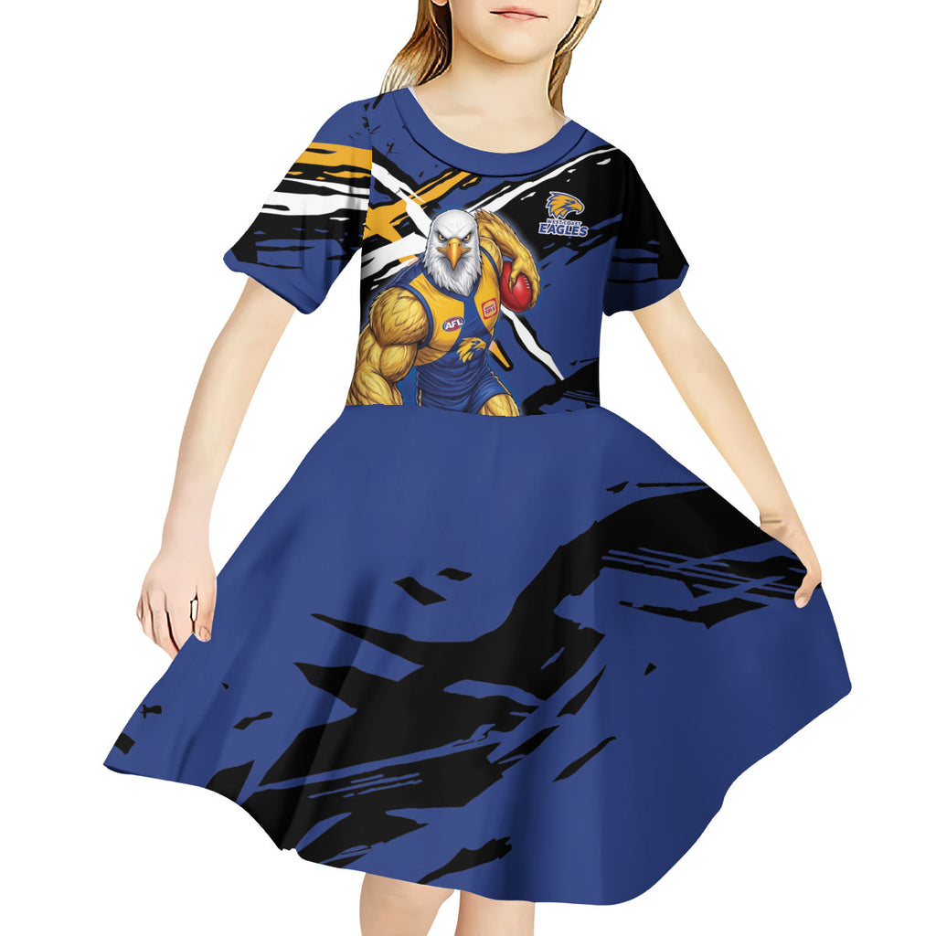 West Coast Eagles Kid Short Sleeve Dress Eagles Muscular Mascot Graphic - Abstract Paint Splatter Art