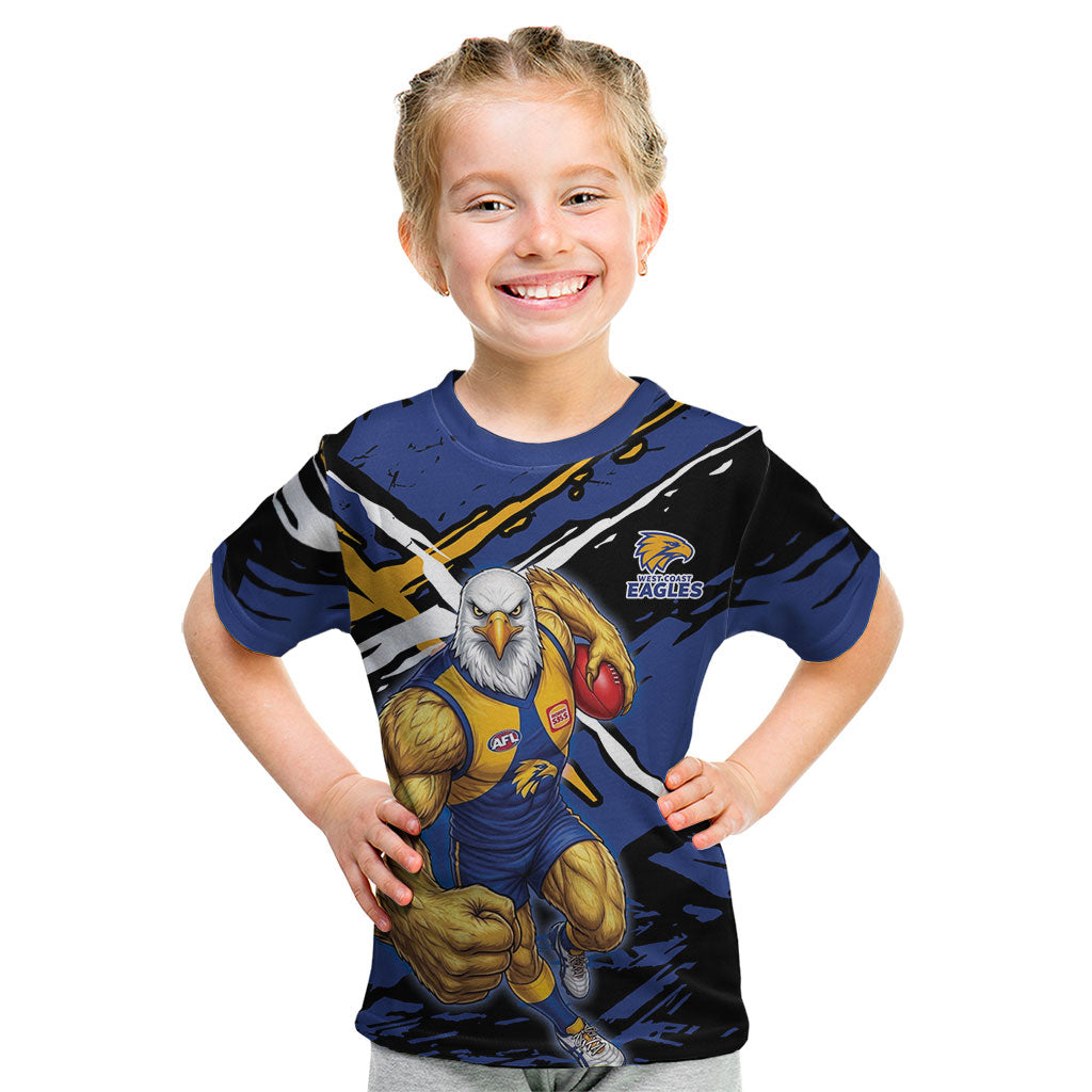 West Coast Eagles Kid T Shirt Eagles Muscular Mascot Graphic - Abstract Paint Splatter Art