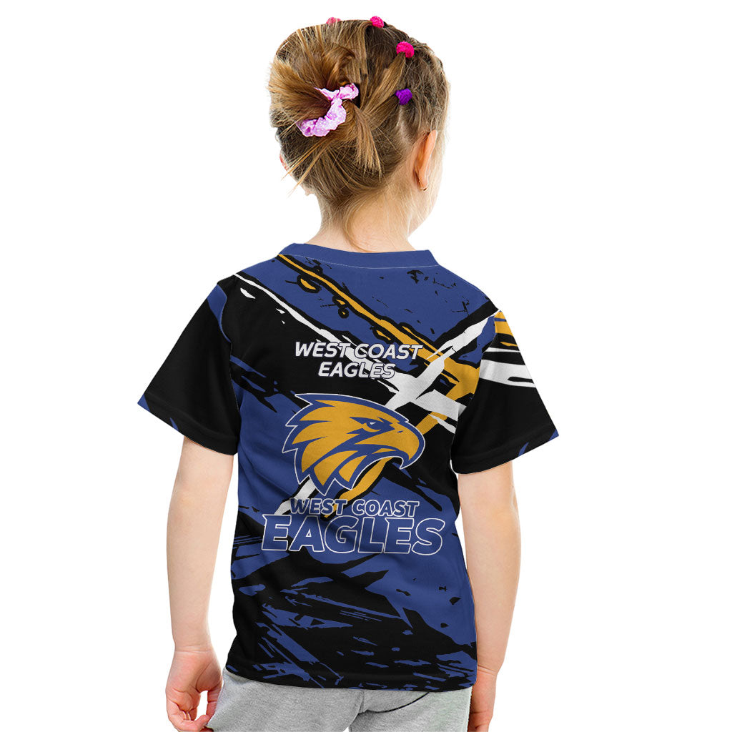 West Coast Eagles Kid T Shirt Eagles Muscular Mascot Graphic - Abstract Paint Splatter Art