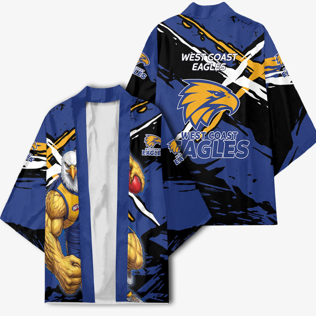 West Coast Eagles Kimono Eagles Muscular Mascot Graphic - Abstract Paint Splatter Art