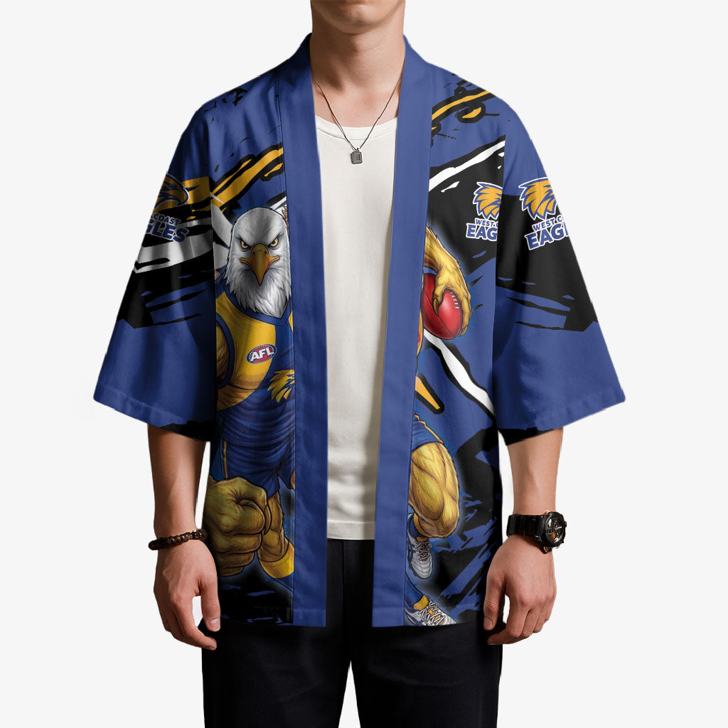 West Coast Eagles Kimono Eagles Muscular Mascot Graphic - Abstract Paint Splatter Art