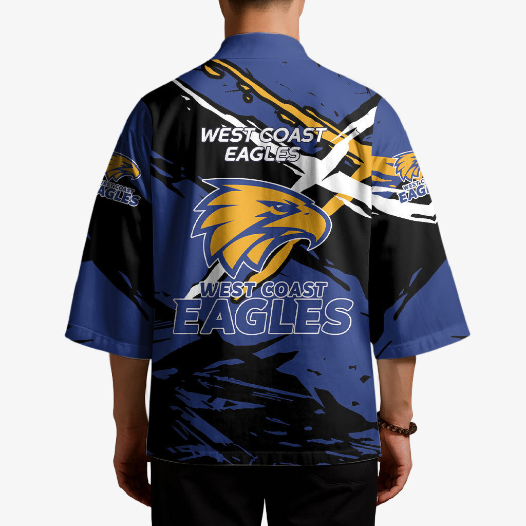 West Coast Eagles Kimono Eagles Muscular Mascot Graphic - Abstract Paint Splatter Art