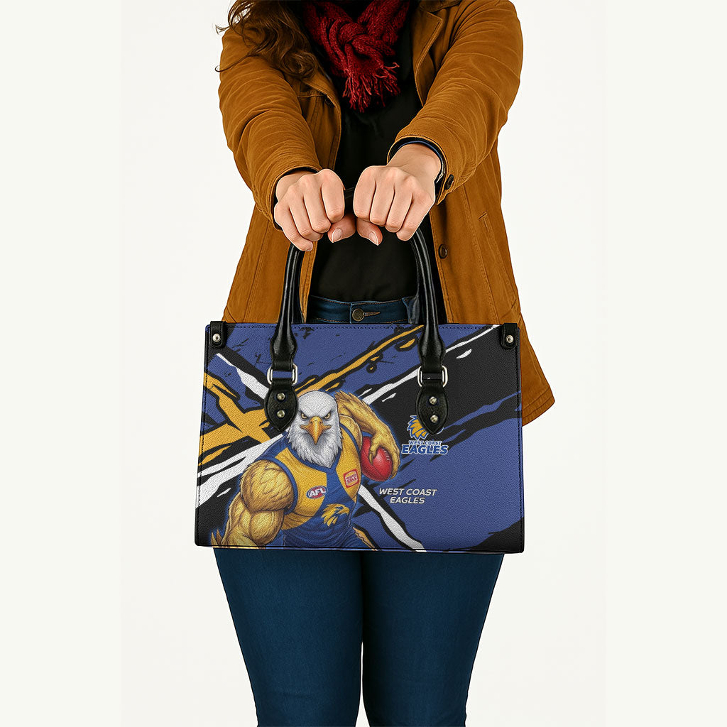 West Coast Eagles Leather Bag Eagles Muscular Mascot Graphic - Abstract Paint Splatter Art