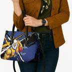 West Coast Eagles Leather Bag Eagles Muscular Mascot Graphic - Abstract Paint Splatter Art