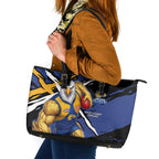 West Coast Eagles Leather Tote Bag Eagles Muscular Mascot Graphic - Abstract Paint Splatter Art