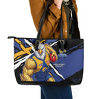 West Coast Eagles Leather Tote Bag Eagles Muscular Mascot Graphic - Abstract Paint Splatter Art