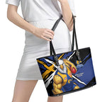 West Coast Eagles Leather Tote Bag Eagles Muscular Mascot Graphic - Abstract Paint Splatter Art