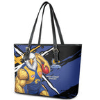 West Coast Eagles Leather Tote Bag Eagles Muscular Mascot Graphic - Abstract Paint Splatter Art
