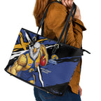 West Coast Eagles Leather Tote Bag Eagles Muscular Mascot Graphic - Abstract Paint Splatter Art