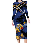 West Coast Eagles Long Sleeve Bodycon Dress Eagles Muscular Mascot Graphic - Abstract Paint Splatter Art
