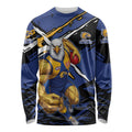 West Coast Eagles Long Sleeve Shirt Eagles Muscular Mascot Graphic - Abstract Paint Splatter Art
