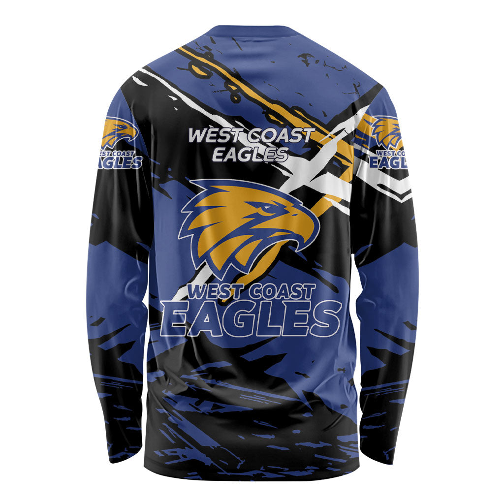 West Coast Eagles Long Sleeve Shirt Eagles Muscular Mascot Graphic - Abstract Paint Splatter Art