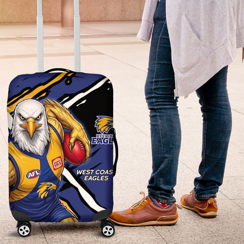 West Coast Eagles Luggage Cover Eagles Muscular Mascot Graphic - Abstract Paint Splatter Art