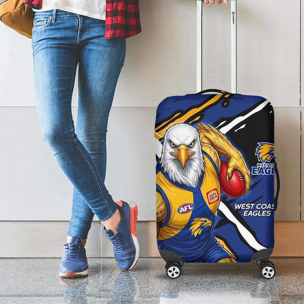 West Coast Eagles Luggage Cover Eagles Muscular Mascot Graphic - Abstract Paint Splatter Art