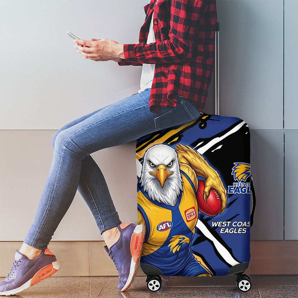 West Coast Eagles Luggage Cover Eagles Muscular Mascot Graphic - Abstract Paint Splatter Art
