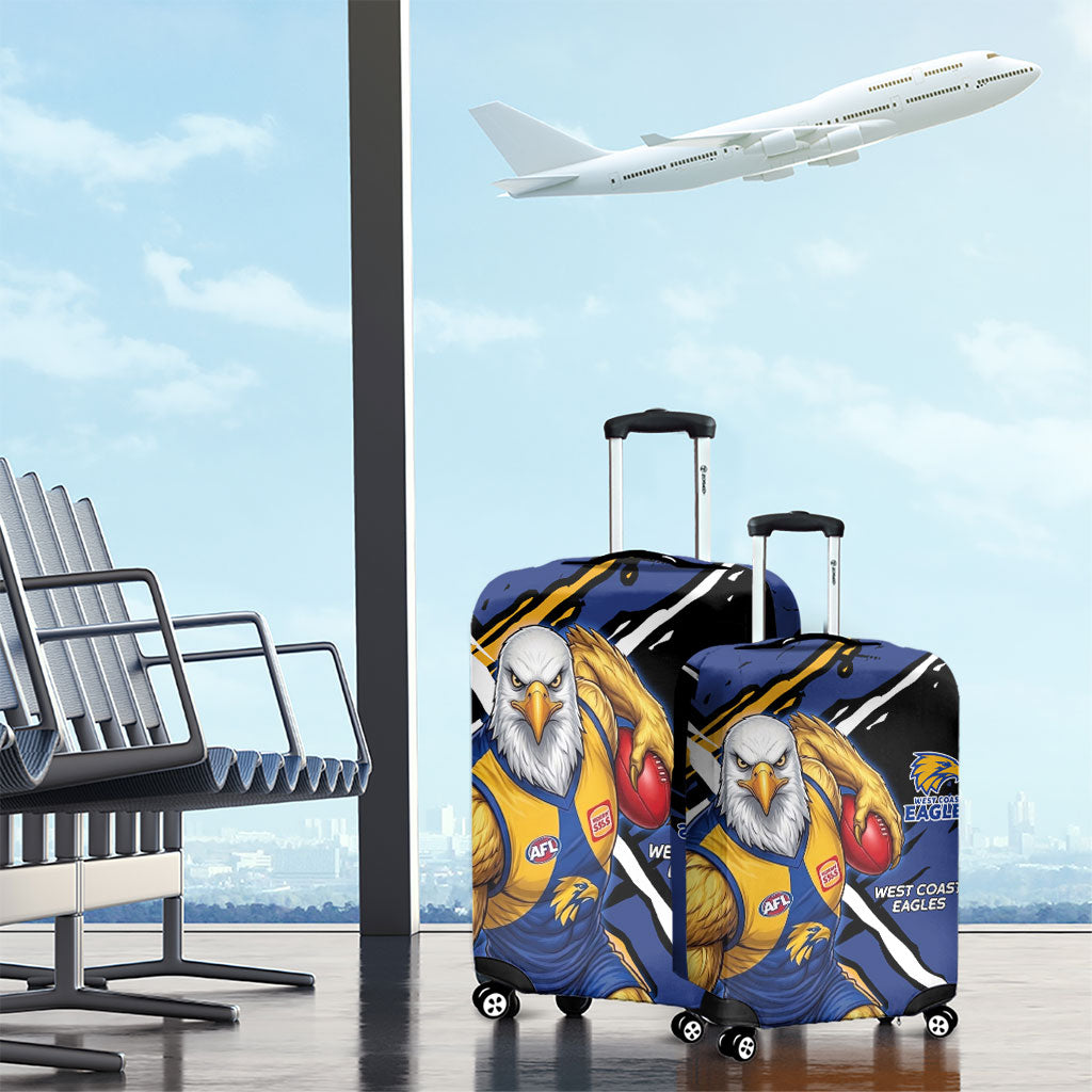 West Coast Eagles Luggage Cover Eagles Muscular Mascot Graphic - Abstract Paint Splatter Art
