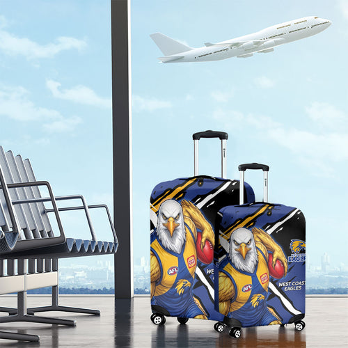 West Coast Eagles Luggage Cover Eagles Muscular Mascot Graphic - Abstract Paint Splatter Art