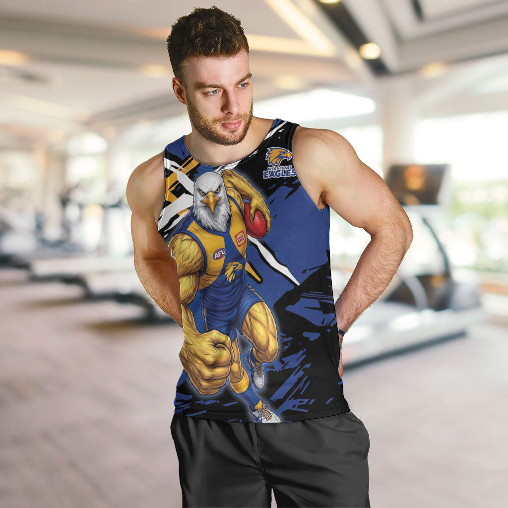 West Coast Eagles Men Tank Top Eagles Muscular Mascot Graphic - Abstract Paint Splatter Art