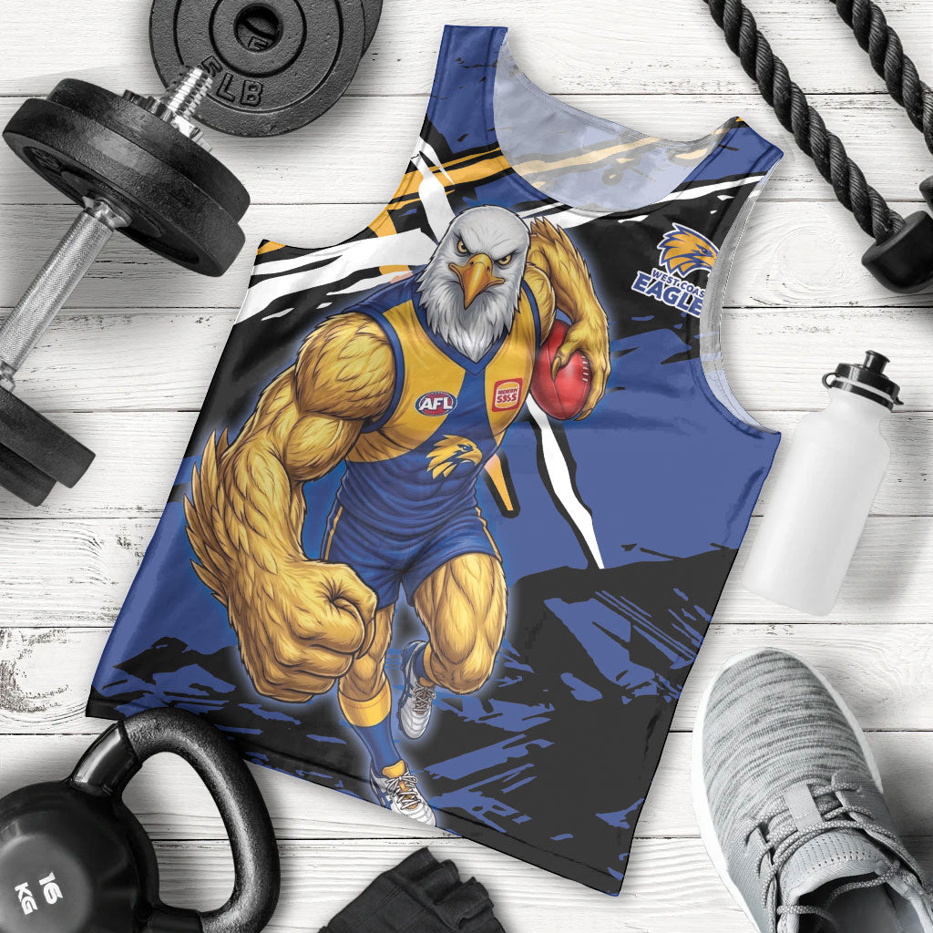 West Coast Eagles Men Tank Top Eagles Muscular Mascot Graphic - Abstract Paint Splatter Art