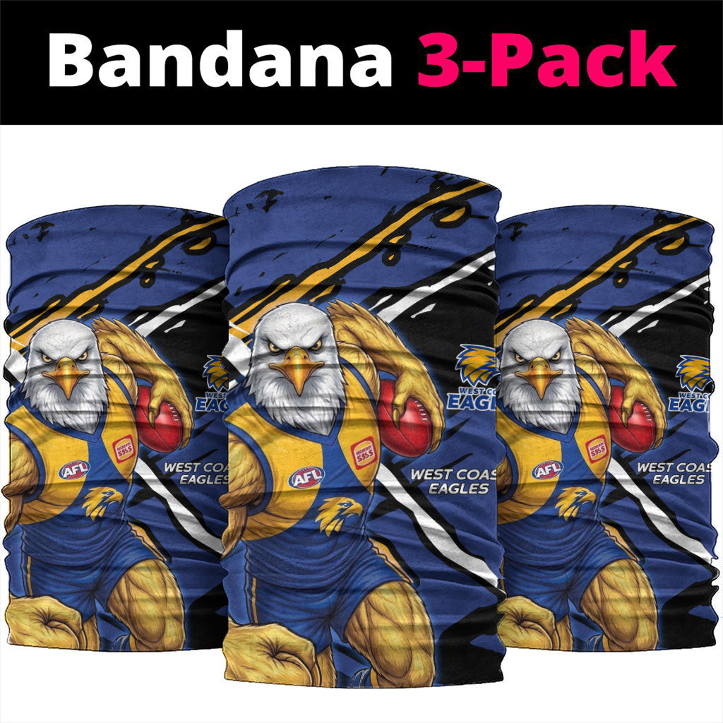 West Coast Eagles Neck Gaiter Eagles Muscular Mascot Graphic - Abstract Paint Splatter Art