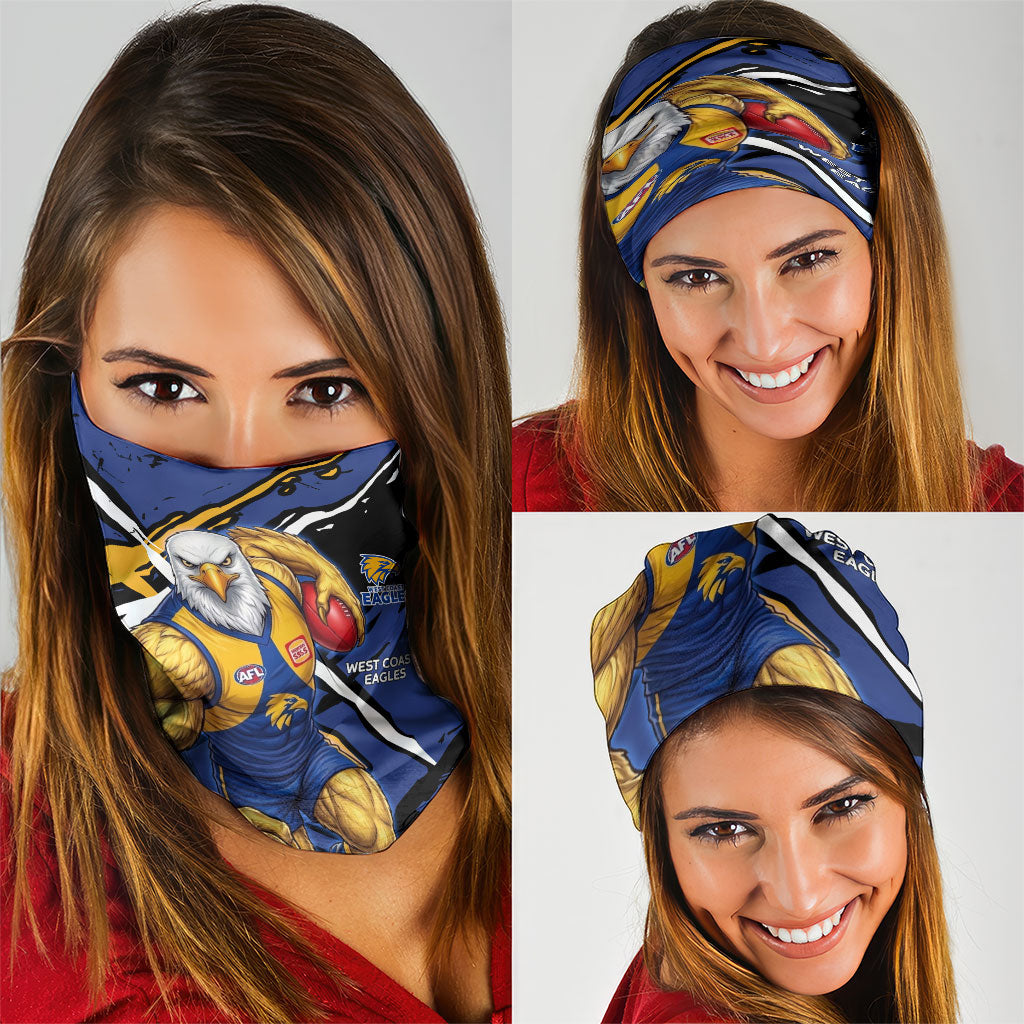 West Coast Eagles Neck Gaiter Eagles Muscular Mascot Graphic - Abstract Paint Splatter Art