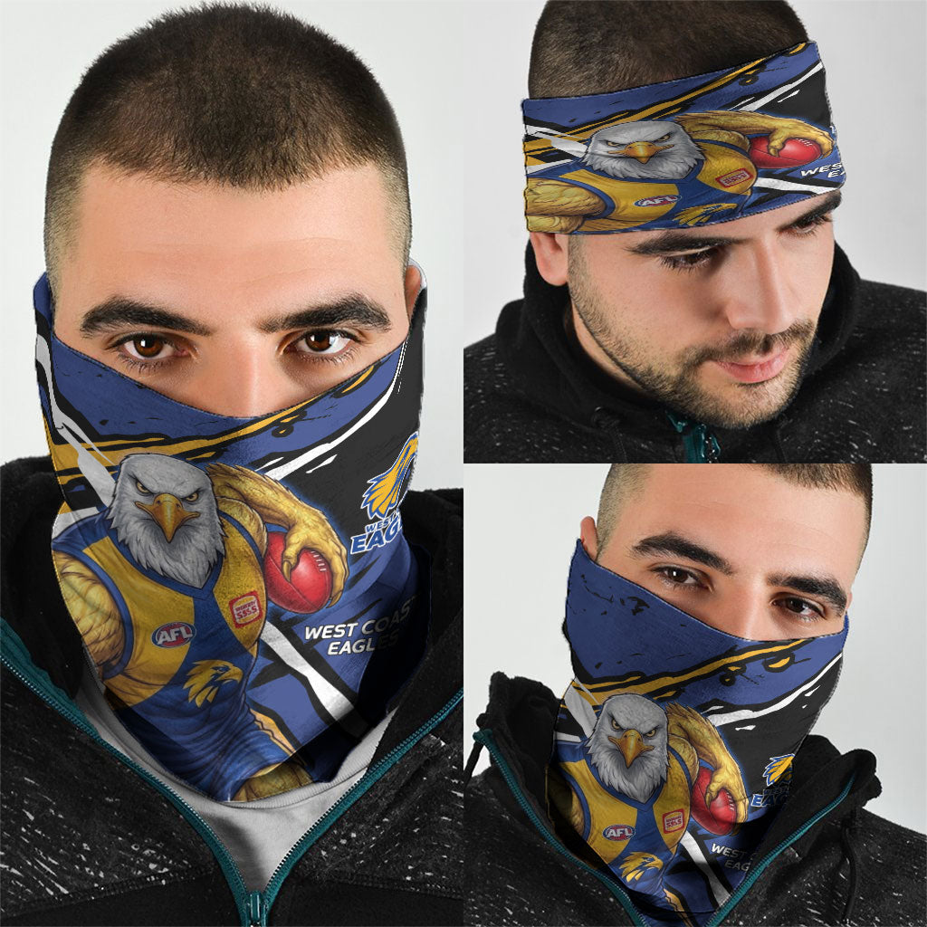 West Coast Eagles Neck Gaiter Eagles Muscular Mascot Graphic - Abstract Paint Splatter Art
