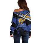 West Coast Eagles Off Shoulder Sweater Eagles Muscular Mascot Graphic - Abstract Paint Splatter Art