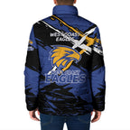 West Coast Eagles Padded Jacket Eagles Muscular Mascot Graphic - Abstract Paint Splatter Art