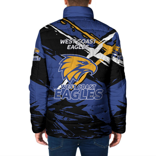 West Coast Eagles Padded Jacket Eagles Muscular Mascot Graphic - Abstract Paint Splatter Art