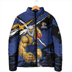 West Coast Eagles Padded Jacket Eagles Muscular Mascot Graphic - Abstract Paint Splatter Art