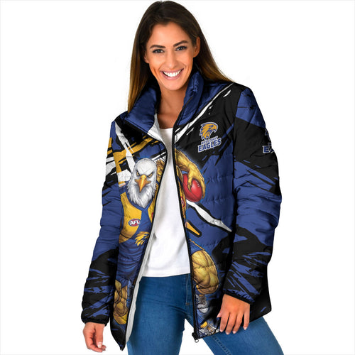 West Coast Eagles Padded Jacket Eagles Muscular Mascot Graphic - Abstract Paint Splatter Art
