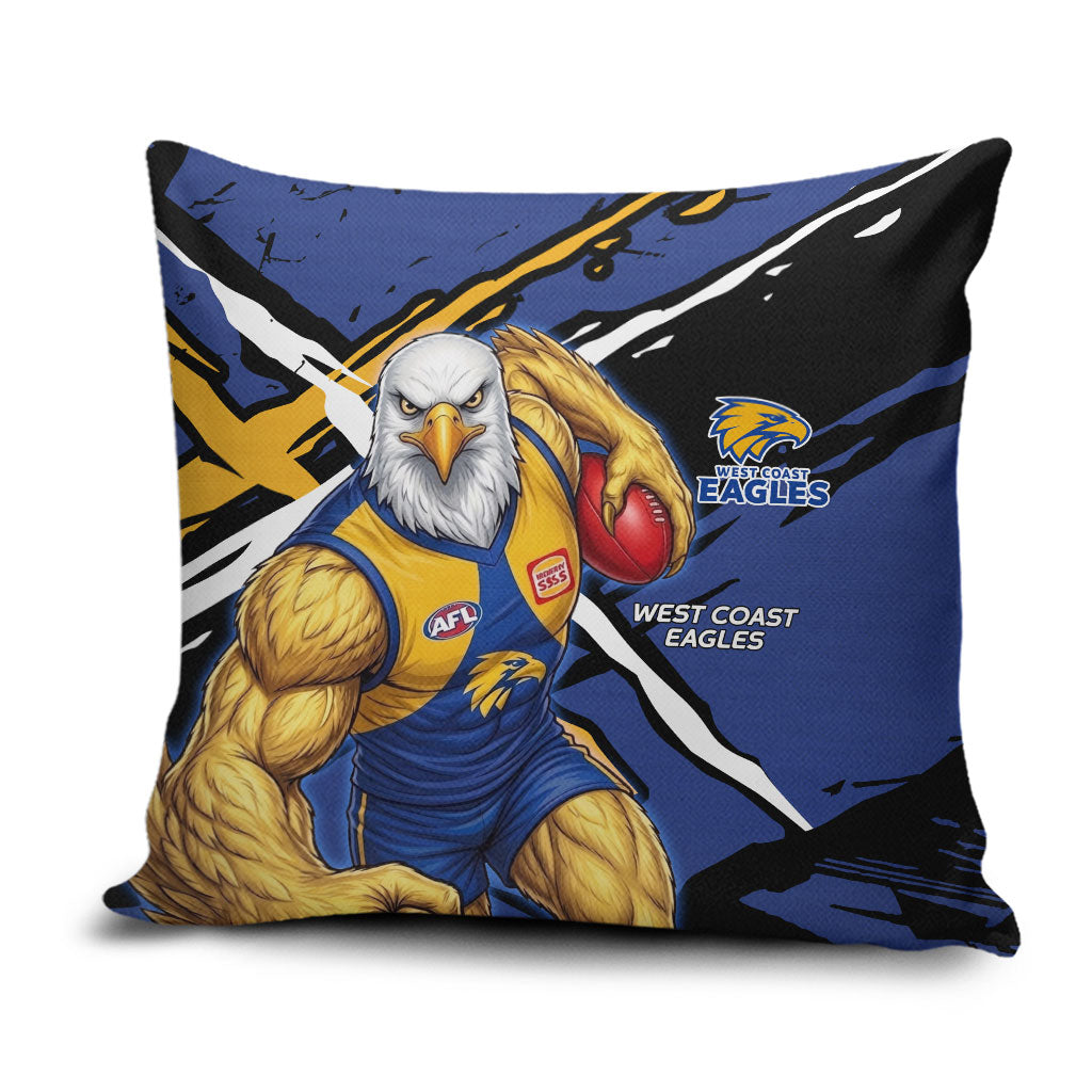 West Coast Eagles Pillow Cover Eagles Muscular Mascot Graphic - Abstract Paint Splatter Art