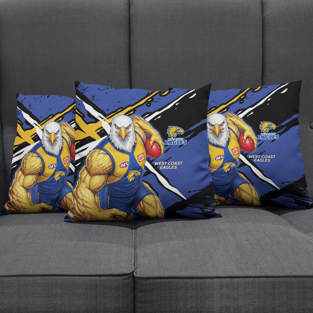 West Coast Eagles Pillow Cover Eagles Muscular Mascot Graphic - Abstract Paint Splatter Art