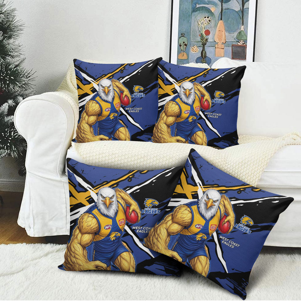 West Coast Eagles Pillow Cover Eagles Muscular Mascot Graphic - Abstract Paint Splatter Art
