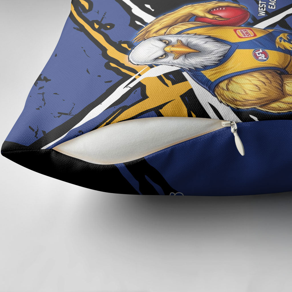 West Coast Eagles Pillow Cover Eagles Muscular Mascot Graphic - Abstract Paint Splatter Art