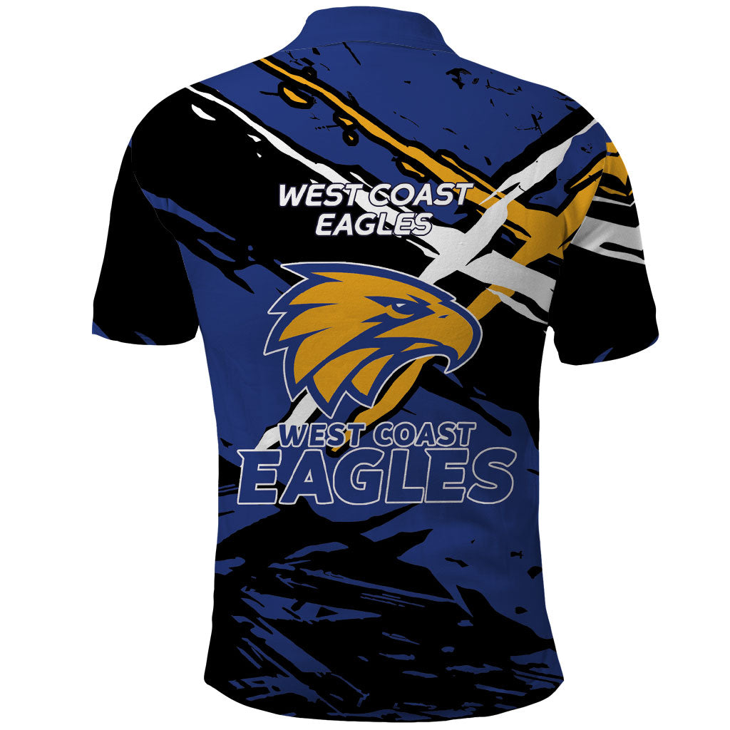 West Coast Eagles Polo Shirt Eagles Muscular Mascot Graphic - Abstract Paint Splatter Art