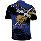 West Coast Eagles Polo Shirt Eagles Muscular Mascot Graphic - Abstract Paint Splatter Art