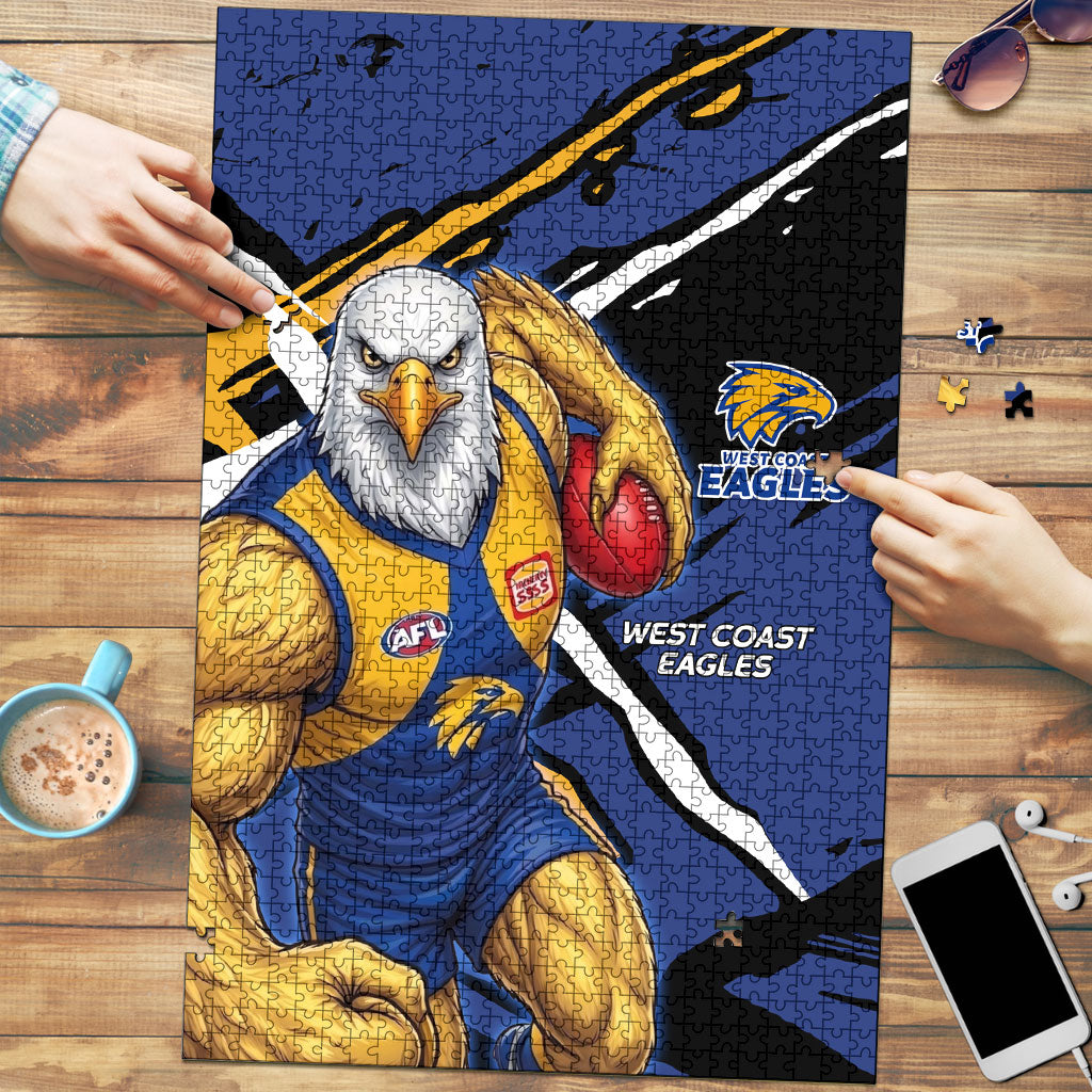 West Coast Eagles Puzzle Eagles Muscular Mascot Graphic - Abstract Paint Splatter Art