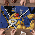 West Coast Eagles Puzzle Eagles Muscular Mascot Graphic - Abstract Paint Splatter Art