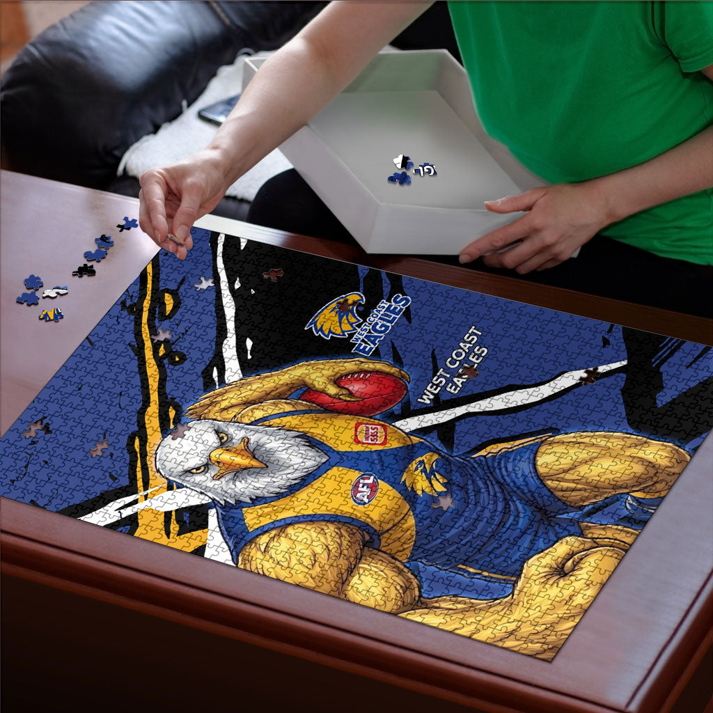 West Coast Eagles Puzzle Eagles Muscular Mascot Graphic - Abstract Paint Splatter Art