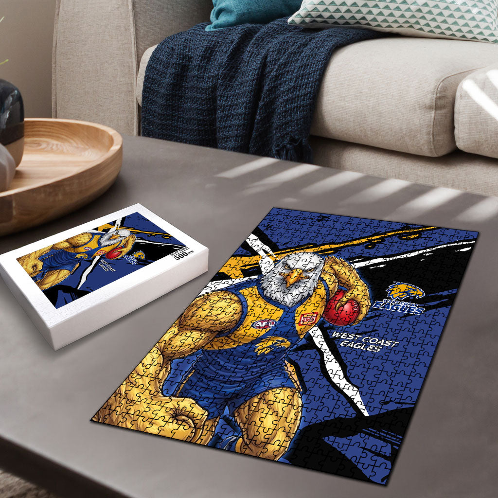 West Coast Eagles Puzzle Eagles Muscular Mascot Graphic - Abstract Paint Splatter Art