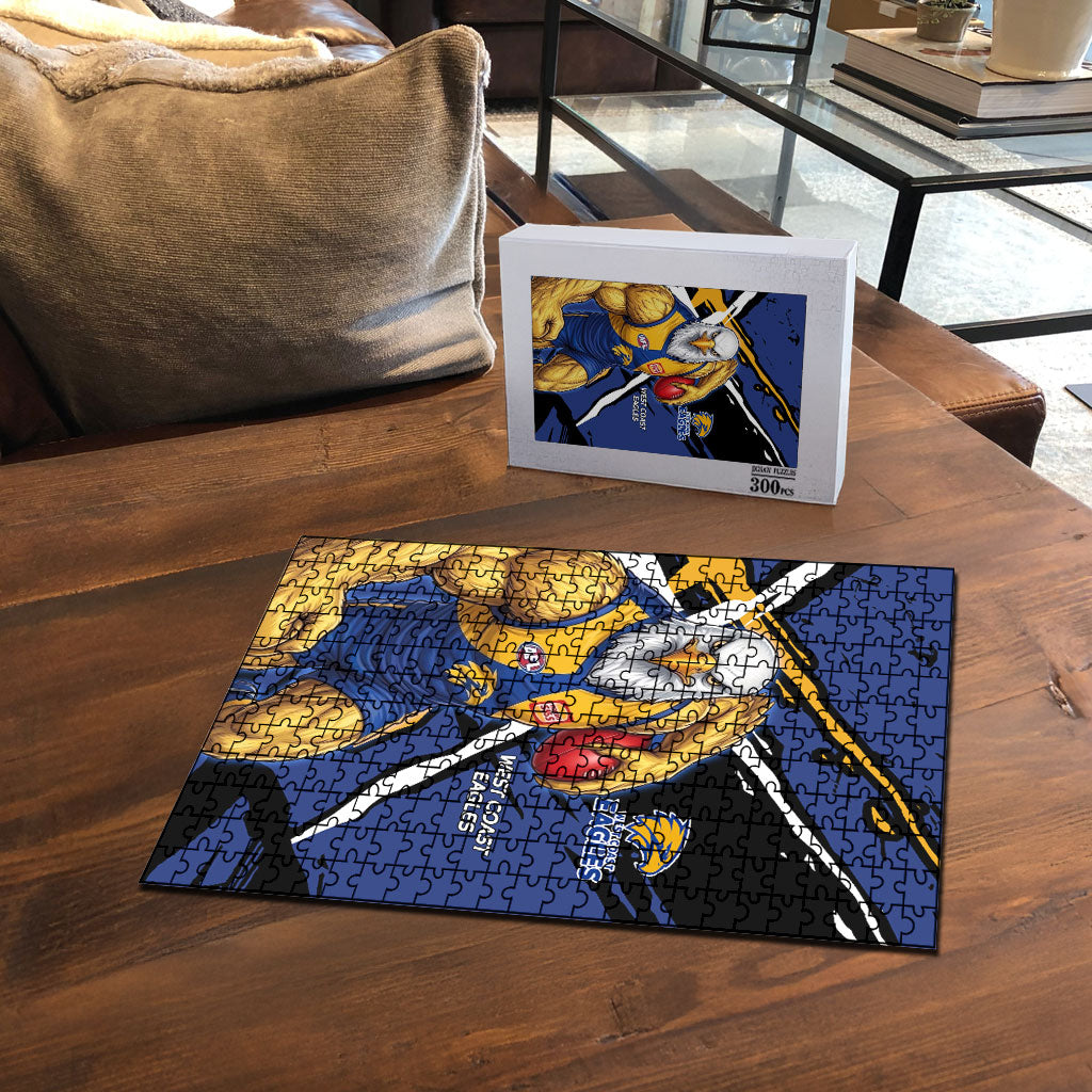 West Coast Eagles Puzzle Eagles Muscular Mascot Graphic - Abstract Paint Splatter Art