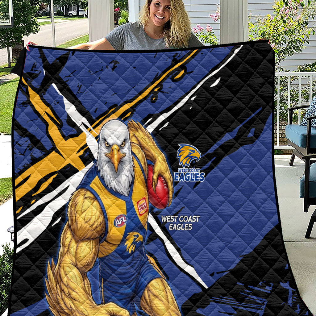West Coast Eagles Quilt Eagles Muscular Mascot Graphic - Abstract Paint Splatter Art
