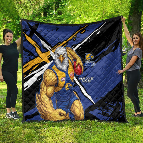 West Coast Eagles Quilt Eagles Muscular Mascot Graphic - Abstract Paint Splatter Art