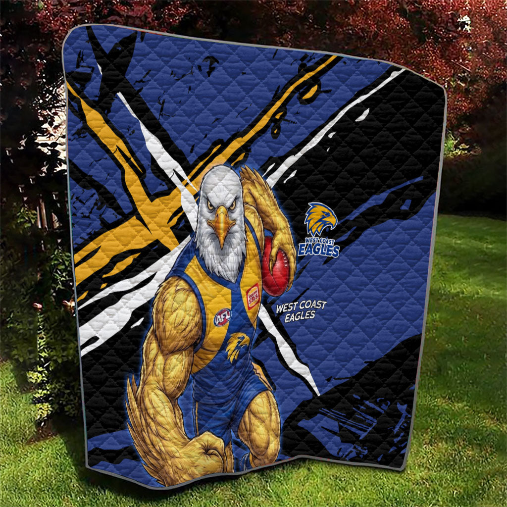 West Coast Eagles Quilt Eagles Muscular Mascot Graphic - Abstract Paint Splatter Art