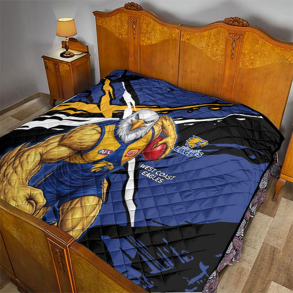 West Coast Eagles Quilt Eagles Muscular Mascot Graphic - Abstract Paint Splatter Art