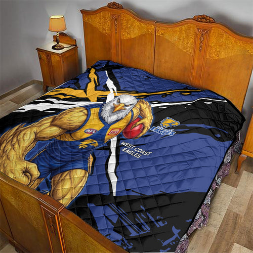 West Coast Eagles Quilt Eagles Muscular Mascot Graphic - Abstract Paint Splatter Art