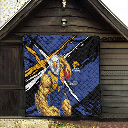 West Coast Eagles Quilt Eagles Muscular Mascot Graphic - Abstract Paint Splatter Art