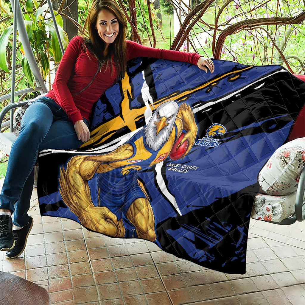 West Coast Eagles Quilt Eagles Muscular Mascot Graphic - Abstract Paint Splatter Art